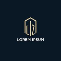 LZ initial monogram logo with hexagonal shape style, real estate logo design ideas inspiration vector
