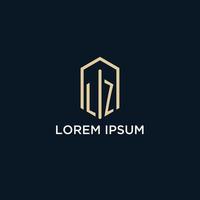 LZ initial monogram logo with hexagonal shape style, real estate logo design ideas inspiration vector