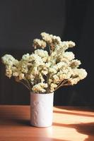 Dried yellow statice flowers in a vase photo