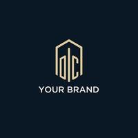 DC initial monogram logo with hexagonal shape style, real estate logo design ideas inspiration vector