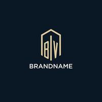 BV initial monogram logo with hexagonal shape style, real estate logo design ideas inspiration vector