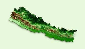 Nepal Topographic Map 3d realistic map Color 3d illustration photo