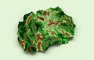 North Macedonia Topographic Map 3d realistic map Color 3d illustration photo