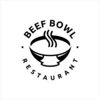 Beef Bowl Logo Tasty Dish Vector