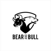 logotipo de toro y oso acciones alcistas vector