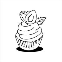 cupcake line art coloring book element vector