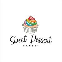 logotipo de panadería plantilla de pastel de postre dulce vector