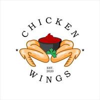 Fried chicken logo chicken wings vector