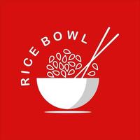 rice bowl logo with chopstick tasty menu vector