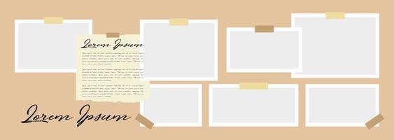 Pictures or photos frame collage. comics page grid layout abstract photo frames and digital photo wall template vector