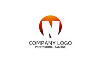 Letter N with strong color circle professional logo vector