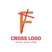 letter F initial cross vector logo design