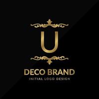 letter U decorative brand retro swirl vector initial logo