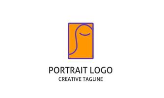 Abstract art face in frame creative gallery logo vector