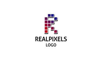 letra r logotipo de píxel abstracto con color de moda para aplicación, juego, tecnología. diseño de vector de empresa futurista