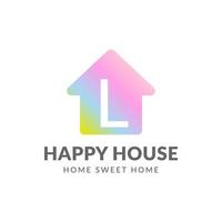 letter L happy house vector logo design