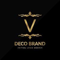 letter V decorative brand retro swirl vector initial logo
