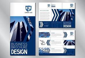 Business Trifold Brochure Template with Office Buildings vector