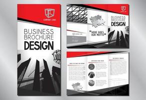 Business Trifold Brochure Template with Office Buildings vector