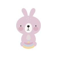 Cute Rabbit is playing. For kids stuff, card, posters, banners, children books, printing on the pack, printing on clothes, fabric, wallpaper, textile. vector