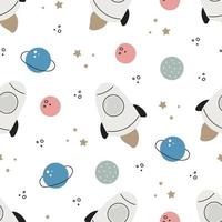 Seamless space pattern. Vector illustration. For card, posters, banners, printing on the pack, printing on clothes, fabric, wallpaper.