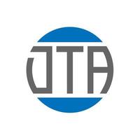 diseño de logotipo de letra dta sobre fondo blanco. concepto de logotipo de círculo de iniciales creativas dta. diseño de carta dta. vector