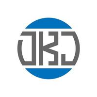 diseño de logotipo de letra dkj sobre fondo blanco. concepto de logotipo de círculo de iniciales creativas dkj. diseño de letras dkj. vector