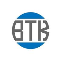 diseño de logotipo de letra btk sobre fondo blanco. concepto de logotipo de círculo de iniciales creativas btk. diseño de letras btk. vector