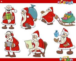 cartoon Santa Claus characters set on Christmas time vector