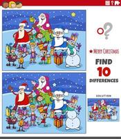 differences puzzle game with Santa Clauses characters vector