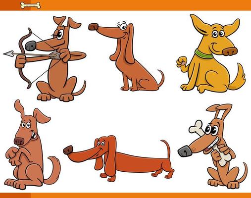 cartoon dogs and puppies animal characters set 15481946 Vector Art at  Vecteezy