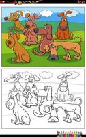 cartoon dogs animal characters group coloring page vector