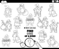 one of a kind game with Christmas characters coloring page vector