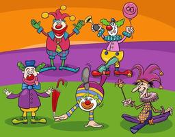 cartoon funny clowns or comedians characters group vector