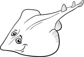 dibujos animados xyster o guitarfish animal marino personaje página para colorear vector