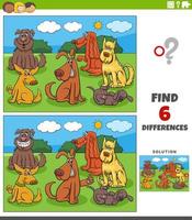 differences game with cartoon dogs animal characters vector