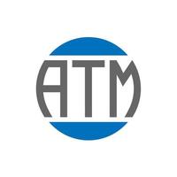 diseño de logotipo de carta atm sobre fondo blanco. concepto de logotipo de círculo de iniciales creativas atm. diseño de carta de cajero automático. vector