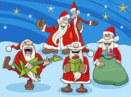 cartoon Santa Clauses characters on Christmas time vector