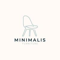 Simple minimalist chair line art furniture interior logo design with flat vector graphics