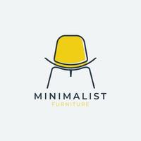 Minimalist furniture logo with chair for store.outline logo design, vector