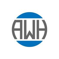 diseño de logotipo de letra awh sobre fondo blanco. concepto de logotipo de círculo de iniciales creativas awh. diseño de letras awh. vector