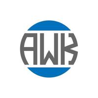 diseño de logotipo de letra awk sobre fondo blanco. concepto de logotipo de círculo de iniciales creativas awk. diseño de letra awk. vector