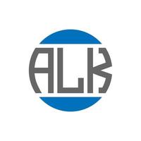 diseño de logotipo de letra alk sobre fondo blanco. concepto de logotipo de círculo de iniciales creativas alk. diseño de letras alcalinas. vector