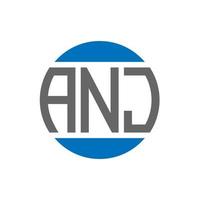 ANJ letter logo design on white background. ANJ creative initials circle logo concept. ANJ letter design. vector