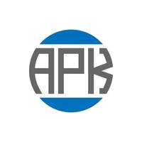 diseño de logotipo de letra apk sobre fondo blanco. concepto de logotipo de círculo de iniciales creativas apk. diseño de letras apk. vector