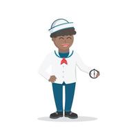 sailor african holding compass design character on white background vector