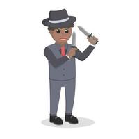 mafia african action holding dual knife design character on white background vector