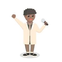 retro singer african singing design character on white background vector