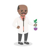 experimento científico africano con carácter de diseño de plantas sobre fondo blanco vector