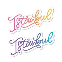 Estanbul. letras a mano. logotipo vectorial de estambul en color negro con gaviotas sobre fondo blanco. productos de recuerdo, emblema de pancarta, blog de viajes en redes sociales, folleto, volante. ilustración digital. vector